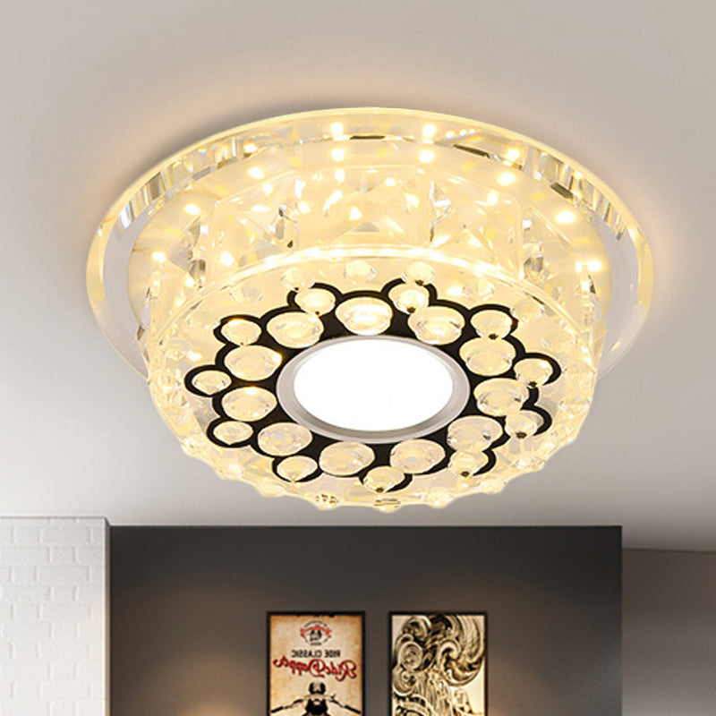 Round/Square Drum LED Flush Mount Light Modern Clear Crystal Ceiling Fixture with Bubble Pattern Clearhalo 'Ceiling Lights' 'Close To Ceiling Lights' 'Close to ceiling' 'Flush mount' Lighting' 818542