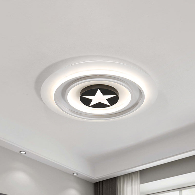 White Star Badge Flushmount Cartoon Acrylic LED Ceiling Light Fixture in Warm/White Light White Clearhalo 'Ceiling Lights' 'Close To Ceiling Lights' 'Close to ceiling' 'Flush mount' Lighting' 818558