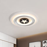 White Star Badge Flushmount Cartoon Acrylic LED Ceiling Light Fixture in Warm/White Light Clearhalo 'Ceiling Lights' 'Close To Ceiling Lights' 'Close to ceiling' 'Flush mount' Lighting' 818559