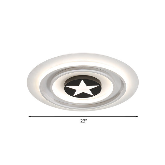 White Star Badge Flushmount Cartoon Acrylic LED Ceiling Light Fixture in Warm/White Light Clearhalo 'Ceiling Lights' 'Close To Ceiling Lights' 'Close to ceiling' 'Flush mount' Lighting' 818561