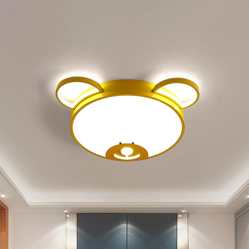 Gold Bear Head LED Flushmount Lamp Cartoon Acrylic Flush Mounted Ceiling Light Fixture Gold Clearhalo 'Ceiling Lights' 'Close To Ceiling Lights' 'Close to ceiling' 'Flush mount' Lighting' 818566