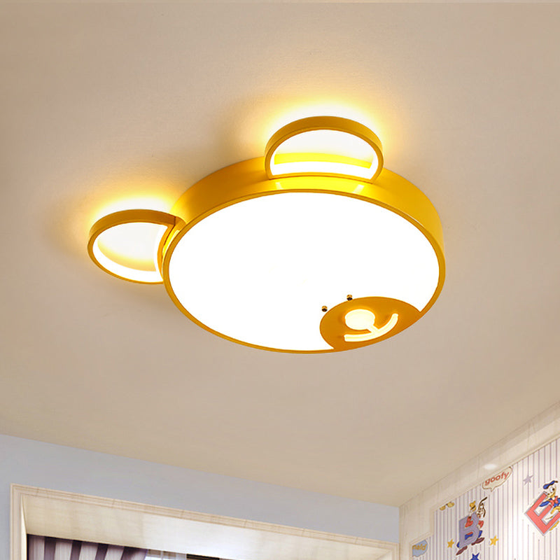 Gold Bear Head LED Flushmount Lamp Cartoon Acrylic Flush Mounted Ceiling Light Fixture Clearhalo 'Ceiling Lights' 'Close To Ceiling Lights' 'Close to ceiling' 'Flush mount' Lighting' 818567