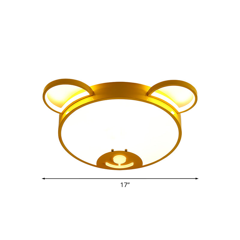 Gold Bear Head LED Flushmount Lamp Cartoon Acrylic Flush Mounted Ceiling Light Fixture Clearhalo 'Ceiling Lights' 'Close To Ceiling Lights' 'Close to ceiling' 'Flush mount' Lighting' 818569