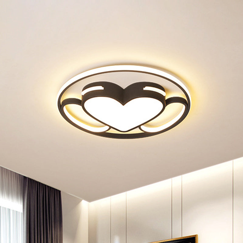 Heart Shaped Acrylic Ceiling Fixture Modern LED Black and White Flush Mount Lighting in Warm/White Light Clearhalo 'Ceiling Lights' 'Close To Ceiling Lights' 'Close to ceiling' 'Flush mount' Lighting' 818571