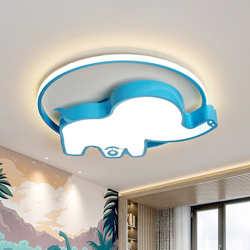 Cartoon LED Flush Ceiling Light Blue Car/Elephant/Violin Flush Mounted Lamp with Acrylic Shade for Nursery Blue Elephant Clearhalo 'Ceiling Lights' 'Close To Ceiling Lights' 'Close to ceiling' 'Flush mount' Lighting' 818586