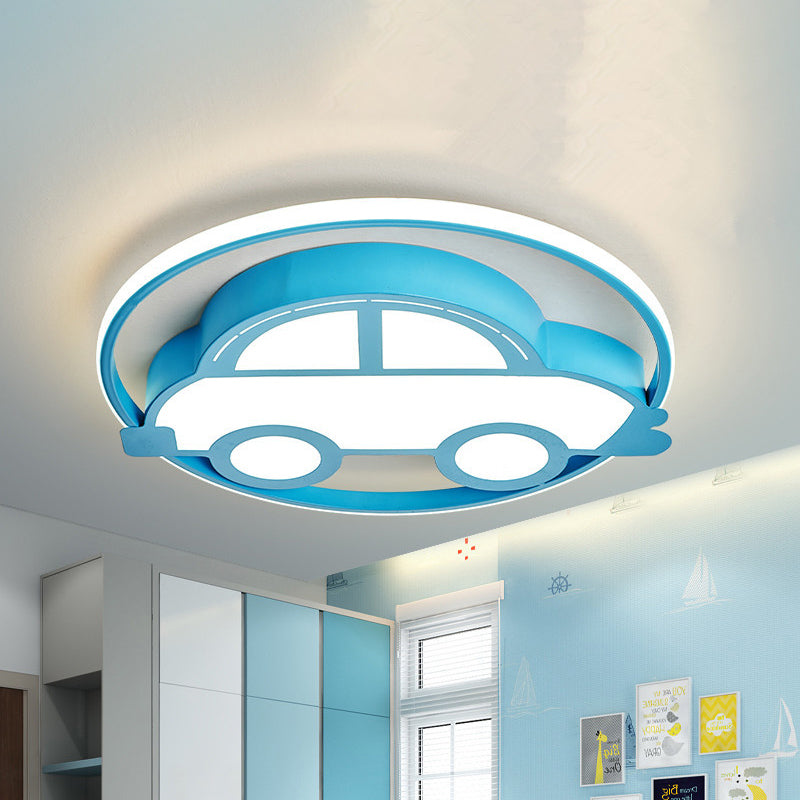 Cartoon LED Flush Ceiling Light Blue Car/Elephant/Violin Flush Mounted Lamp with Acrylic Shade for Nursery Blue Car Clearhalo 'Ceiling Lights' 'Close To Ceiling Lights' 'Close to ceiling' 'Flush mount' Lighting' 818596