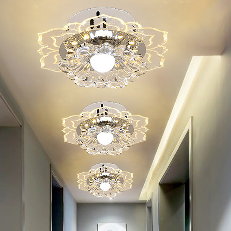 Clear Round/Flower Ceiling Flush Light Modernist Crystal Living Room LED Flush Mount Lighting Fixture Clearhalo 'Ceiling Lights' 'Close To Ceiling Lights' 'Close to ceiling' 'Flush mount' Lighting' 818750