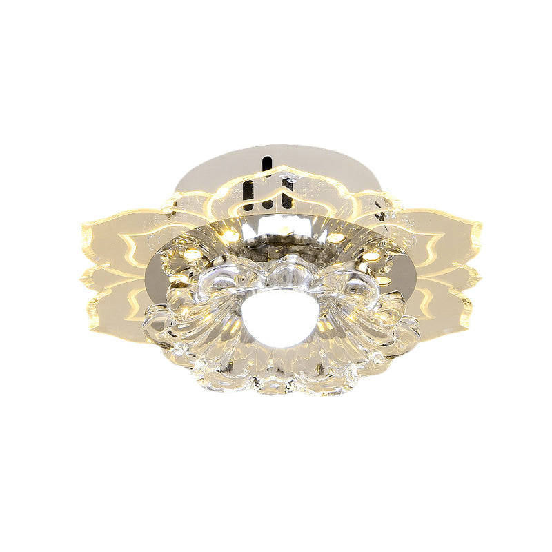 Clear Round/Flower Ceiling Flush Light Modernist Crystal Living Room LED Flush Mount Lighting Fixture Clearhalo 'Ceiling Lights' 'Close To Ceiling Lights' 'Close to ceiling' 'Flush mount' Lighting' 818751