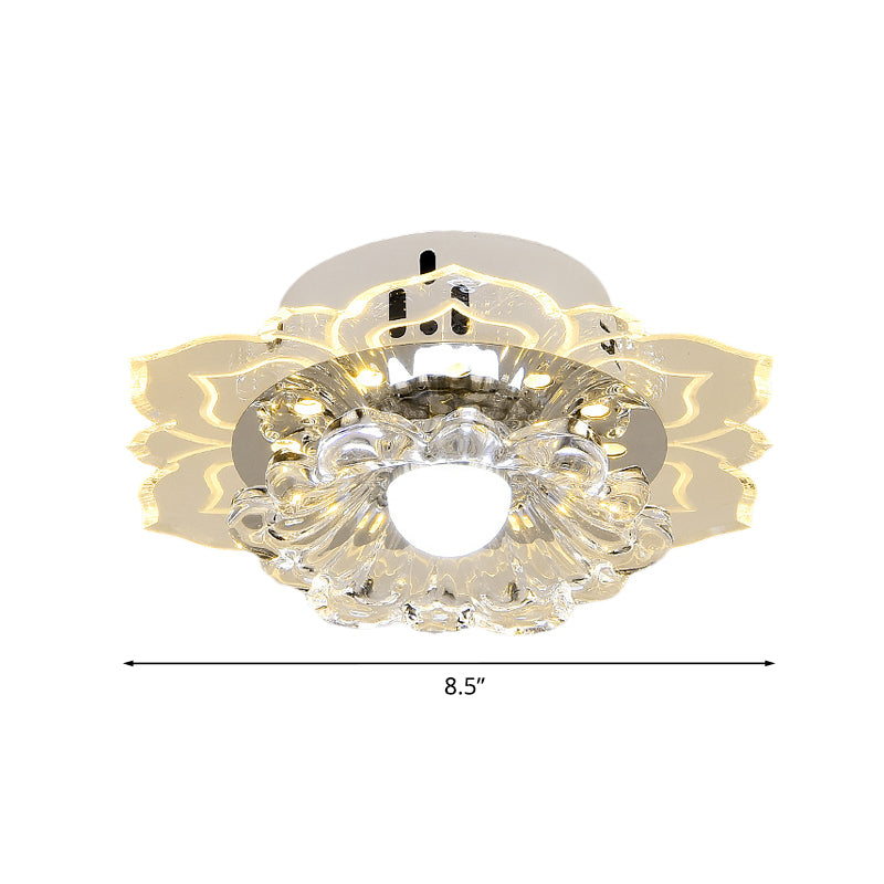 Clear Round/Flower Ceiling Flush Light Modernist Crystal Living Room LED Flush Mount Lighting Fixture Clearhalo 'Ceiling Lights' 'Close To Ceiling Lights' 'Close to ceiling' 'Flush mount' Lighting' 818752