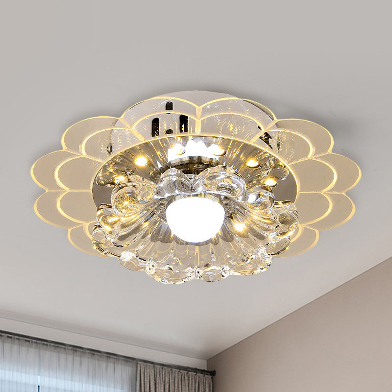 Clear Round/Flower Ceiling Flush Light Modernist Crystal Living Room LED Flush Mount Lighting Fixture Clearhalo 'Ceiling Lights' 'Close To Ceiling Lights' 'Close to ceiling' 'Flush mount' Lighting' 818755