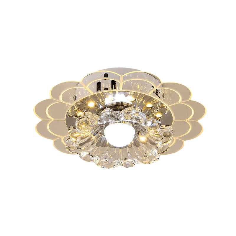 Clear Round/Flower Ceiling Flush Light Modernist Crystal Living Room LED Flush Mount Lighting Fixture Clearhalo 'Ceiling Lights' 'Close To Ceiling Lights' 'Close to ceiling' 'Flush mount' Lighting' 818756