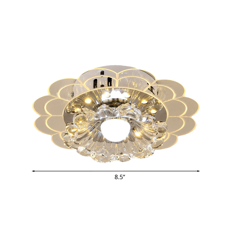 Clear Round/Flower Ceiling Flush Light Modernist Crystal Living Room LED Flush Mount Lighting Fixture Clearhalo 'Ceiling Lights' 'Close To Ceiling Lights' 'Close to ceiling' 'Flush mount' Lighting' 818757