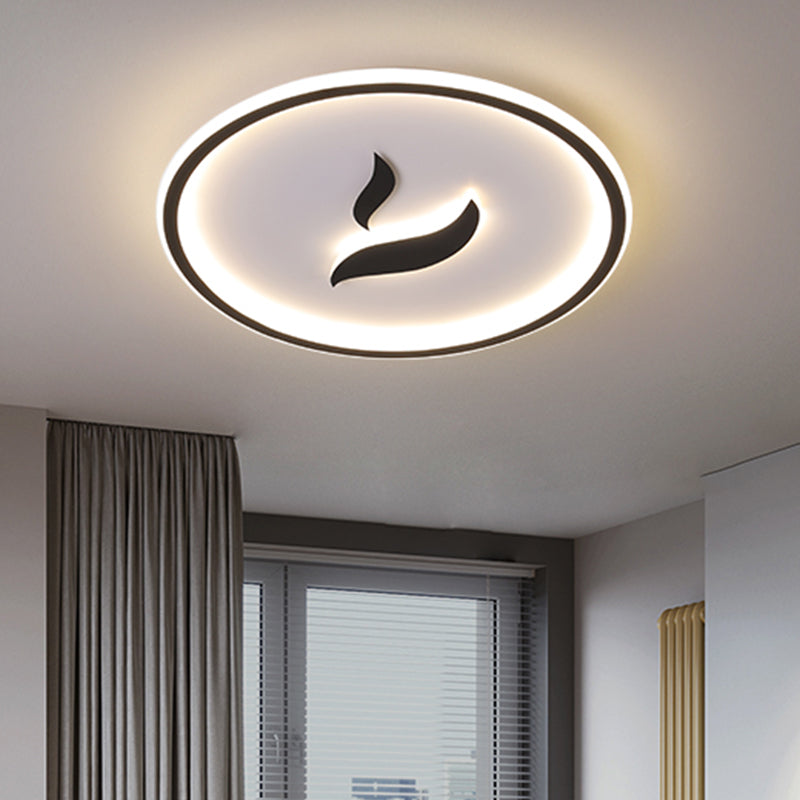 LED Bedroom Flush Lamp Minimalist Black/Gold Finish Flush Mount with Circular Acrylic Shade in White/Warm Light Black Clearhalo 'Ceiling Lights' 'Close To Ceiling Lights' 'Close to ceiling' 'Flush mount' Lighting' 819132