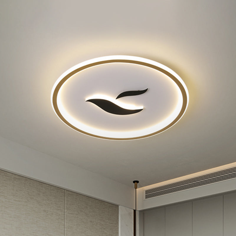 LED Bedroom Flush Lamp Minimalist Black/Gold Finish Flush Mount with Circular Acrylic Shade in White/Warm Light Clearhalo 'Ceiling Lights' 'Close To Ceiling Lights' 'Close to ceiling' 'Flush mount' Lighting' 819137