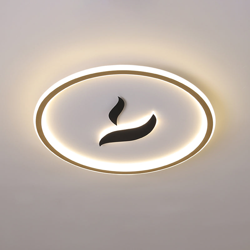 LED Bedroom Flush Lamp Minimalist Black/Gold Finish Flush Mount with Circular Acrylic Shade in White/Warm Light Clearhalo 'Ceiling Lights' 'Close To Ceiling Lights' 'Close to ceiling' 'Flush mount' Lighting' 819139