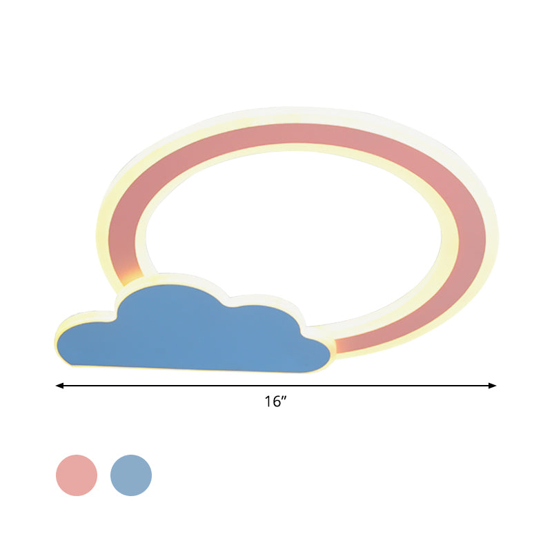 Blue/Pink Finish Cloud and Loop Flush Lighting Minimalist LED Acrylic Flushmount Lamp for Kids Room Clearhalo 'Ceiling Lights' 'Close To Ceiling Lights' 'Close to ceiling' 'Flush mount' Lighting' 819197