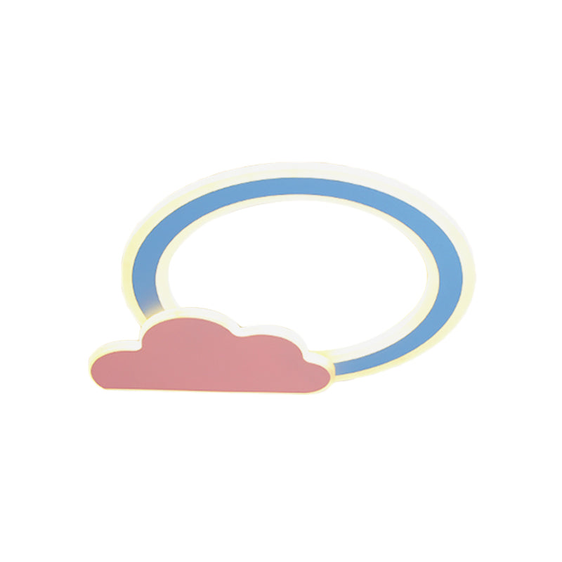 Blue/Pink Finish Cloud and Loop Flush Lighting Minimalist LED Acrylic Flushmount Lamp for Kids Room Clearhalo 'Ceiling Lights' 'Close To Ceiling Lights' 'Close to ceiling' 'Flush mount' Lighting' 819200