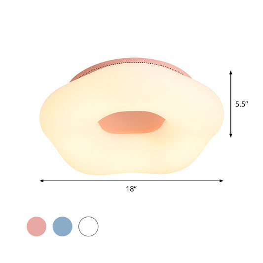 Doughnut Flushmount Light Nordic Acrylic LED Kid-Bedroom Flush Mount Fixture in White/Blue/Pink Clearhalo 'Ceiling Lights' 'Close To Ceiling Lights' 'Close to ceiling' 'Flush mount' Lighting' 819205