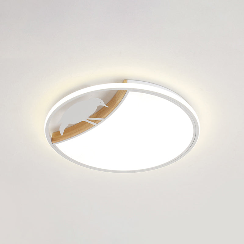 White/Grey/Green Round Flush Light Fixture Nordic LED Acrylic Flush Mounted Lamp with Bird Deco Clearhalo 'Ceiling Lights' 'Close To Ceiling Lights' 'Close to ceiling' Lighting' 819247