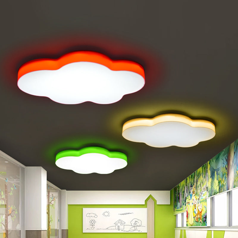 Acrylic Cloud-Shape Ceiling Mounted Fixture Cartoon LED Flushmount Lighting in White/Red/Yellow for Kids Room Red Clearhalo 'Ceiling Lights' 'Close To Ceiling Lights' 'Close to ceiling' 'Flush mount' Lighting' 819262