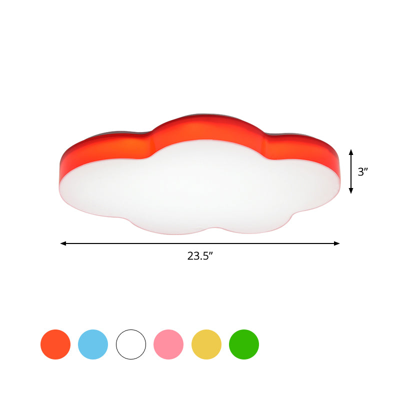 Acrylic Cloud-Shape Ceiling Mounted Fixture Cartoon LED Flushmount Lighting in White/Red/Yellow for Kids Room Clearhalo 'Ceiling Lights' 'Close To Ceiling Lights' 'Close to ceiling' 'Flush mount' Lighting' 819265