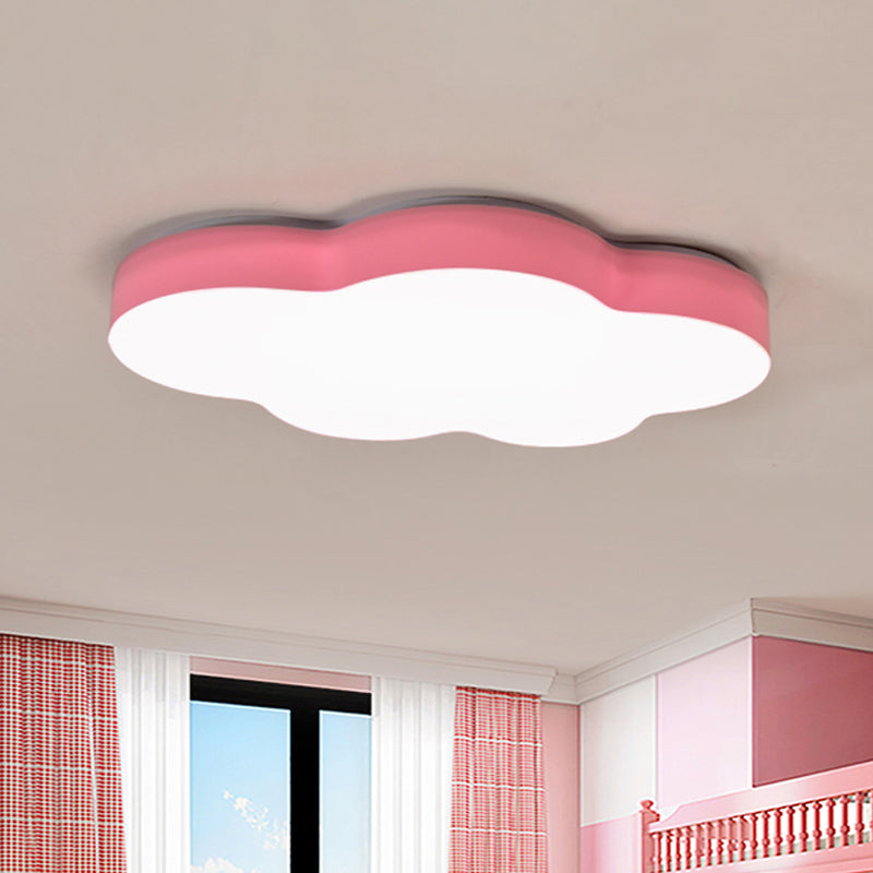 Acrylic Cloud-Shape Ceiling Mounted Fixture Cartoon LED Flushmount Lighting in White/Red/Yellow for Kids Room Pink Clearhalo 'Ceiling Lights' 'Close To Ceiling Lights' 'Close to ceiling' 'Flush mount' Lighting' 819274