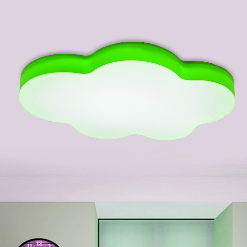 Acrylic Cloud-Shape Ceiling Mounted Fixture Cartoon LED Flushmount Lighting in White/Red/Yellow for Kids Room Green Clearhalo 'Ceiling Lights' 'Close To Ceiling Lights' 'Close to ceiling' 'Flush mount' Lighting' 819282