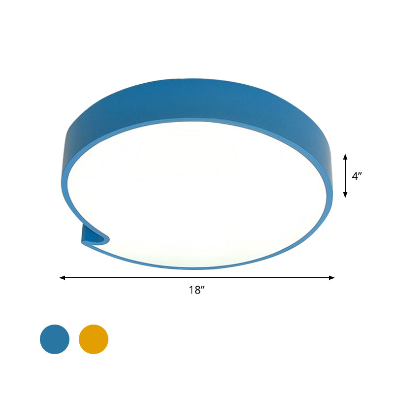 Minimalistic LED Flush Mount with Acrylic Shade Blue/Yellow Finish Circular Flush Ceiling Light Fixture Clearhalo 'Ceiling Lights' 'Close To Ceiling Lights' 'Close to ceiling' 'Flush mount' Lighting' 819300