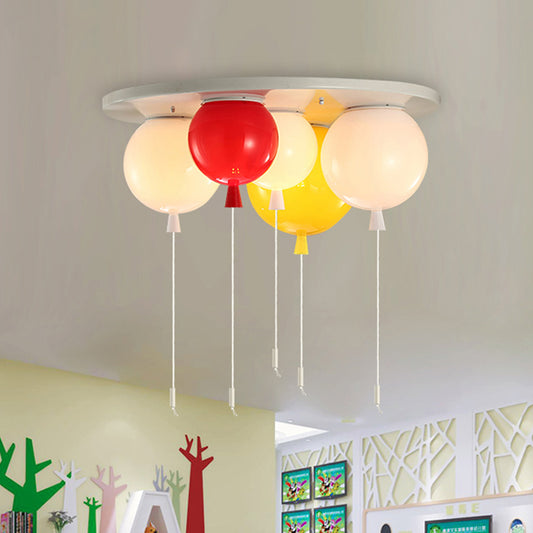 Acrylic Balloon Ceiling Mounted Fixture Kids 3/5 Heads White Flush Mount Lighting for Nursery 5 White Clearhalo 'Ceiling Lights' 'Close To Ceiling Lights' 'Close to ceiling' 'Flush mount' Lighting' 819329