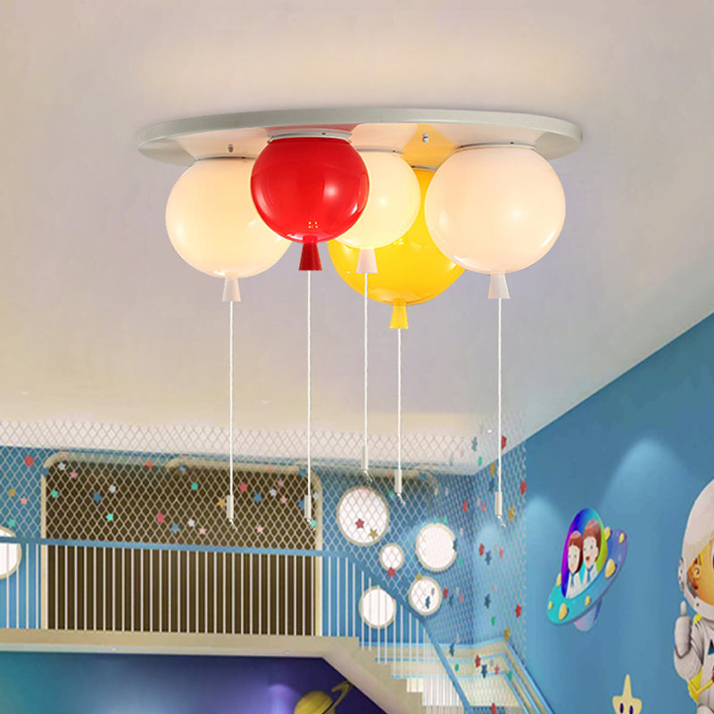 Acrylic Balloon Ceiling Mounted Fixture Kids 3/5 Heads White Flush Mount Lighting for Nursery Clearhalo 'Ceiling Lights' 'Close To Ceiling Lights' 'Close to ceiling' 'Flush mount' Lighting' 819330