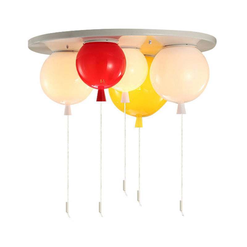 Acrylic Balloon Ceiling Mounted Fixture Kids 3/5 Heads White Flush Mount Lighting for Nursery Clearhalo 'Ceiling Lights' 'Close To Ceiling Lights' 'Close to ceiling' 'Flush mount' Lighting' 819331