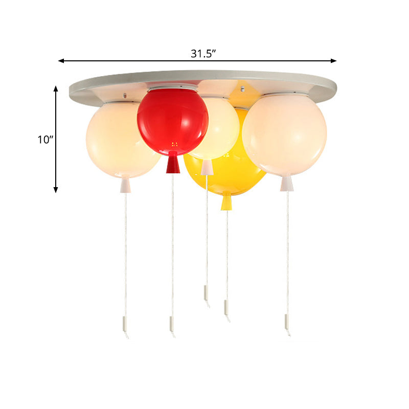 Acrylic Balloon Ceiling Mounted Fixture Kids 3/5 Heads White Flush Mount Lighting for Nursery Clearhalo 'Ceiling Lights' 'Close To Ceiling Lights' 'Close to ceiling' 'Flush mount' Lighting' 819332