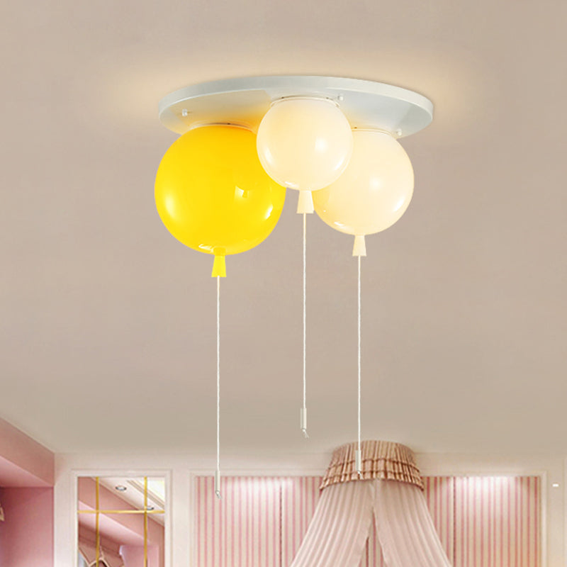 Acrylic Balloon Ceiling Mounted Fixture Kids 3/5 Heads White Flush Mount Lighting for Nursery 3 White Clearhalo 'Ceiling Lights' 'Close To Ceiling Lights' 'Close to ceiling' 'Flush mount' Lighting' 819333