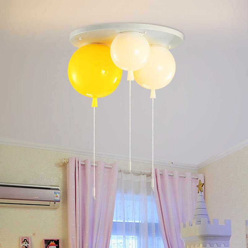 Acrylic Balloon Ceiling Mounted Fixture Kids 3/5 Heads White Flush Mount Lighting for Nursery Clearhalo 'Ceiling Lights' 'Close To Ceiling Lights' 'Close to ceiling' 'Flush mount' Lighting' 819334