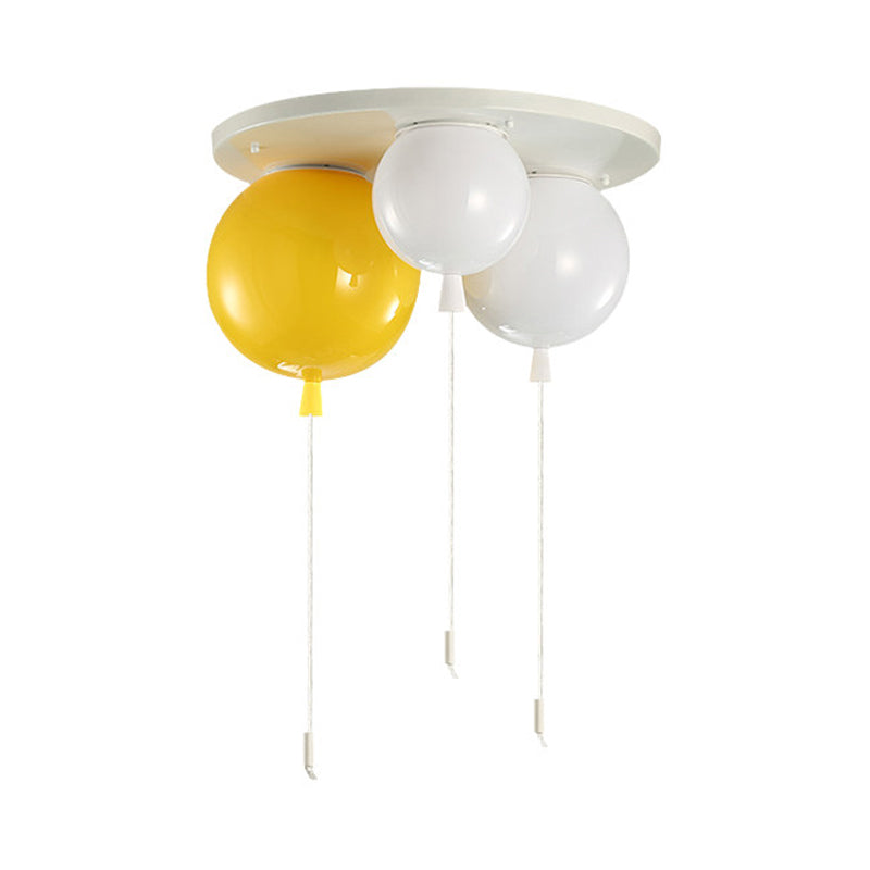 Acrylic Balloon Ceiling Mounted Fixture Kids 3/5 Heads White Flush Mount Lighting for Nursery Clearhalo 'Ceiling Lights' 'Close To Ceiling Lights' 'Close to ceiling' 'Flush mount' Lighting' 819335