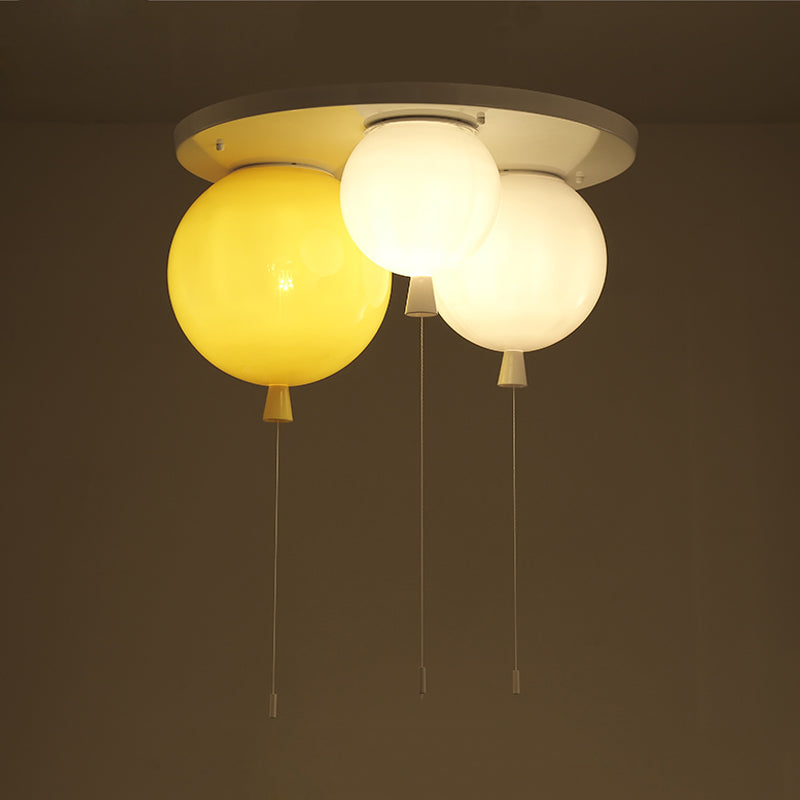 Acrylic Balloon Ceiling Mounted Fixture Kids 3/5 Heads White Flush Mount Lighting for Nursery Clearhalo 'Ceiling Lights' 'Close To Ceiling Lights' 'Close to ceiling' 'Flush mount' Lighting' 819336