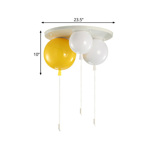 Acrylic Balloon Ceiling Mounted Fixture Kids 3/5 Heads White Flush Mount Lighting for Nursery Clearhalo 'Ceiling Lights' 'Close To Ceiling Lights' 'Close to ceiling' 'Flush mount' Lighting' 819337