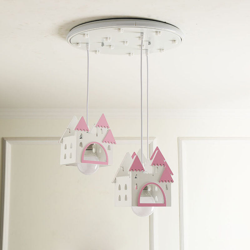 Wood House Semi Mount Lighting Cartoon 3 Lights White Flush Mount Light Fixture for Nursery Clearhalo 'Ceiling Lights' 'Close To Ceiling Lights' 'Close to ceiling' 'Semi-flushmount' Lighting' 819339