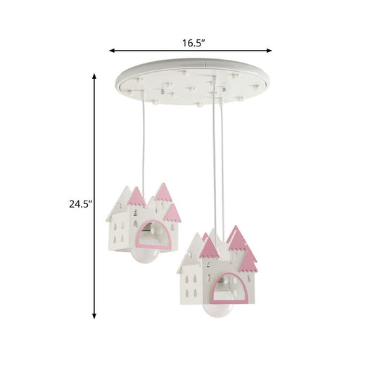 Wood House Semi Mount Lighting Cartoon 3 Lights White Flush Mount Light Fixture for Nursery Clearhalo 'Ceiling Lights' 'Close To Ceiling Lights' 'Close to ceiling' 'Semi-flushmount' Lighting' 819341