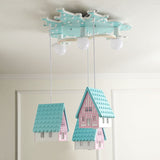 Blue House Semi Flush Mount Cartoon 3-Bulb Wooden Flushmount Lighting for Kids Bedroom Clearhalo 'Ceiling Lights' 'Close To Ceiling Lights' 'Close to ceiling' 'Semi-flushmount' Lighting' 819343