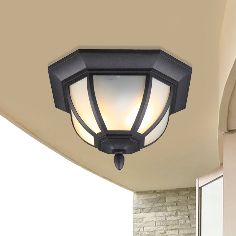 2 Bulb Octagon Flush Mount Lighting Classic Black Finish Frosted Glass Ceiling Light Fixture Black Clearhalo 'Ceiling Lights' 'Close To Ceiling Lights' 'Close to ceiling' 'Flush mount' Lighting' 819502