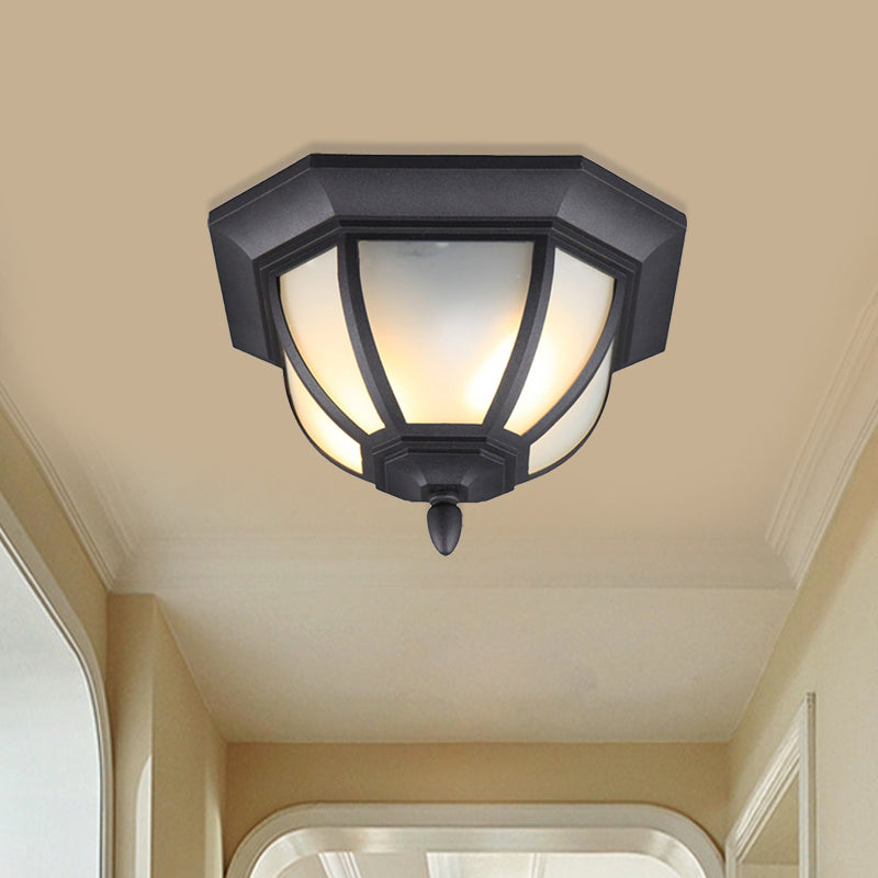 2 Bulb Octagon Flush Mount Lighting Classic Black Finish Frosted Glass Ceiling Light Fixture Clearhalo 'Ceiling Lights' 'Close To Ceiling Lights' 'Close to ceiling' 'Flush mount' Lighting' 819503