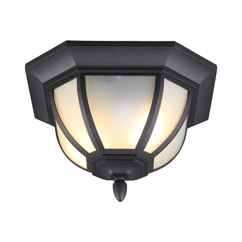 2 Bulb Octagon Flush Mount Lighting Classic Black Finish Frosted Glass Ceiling Light Fixture Clearhalo 'Ceiling Lights' 'Close To Ceiling Lights' 'Close to ceiling' 'Flush mount' Lighting' 819504