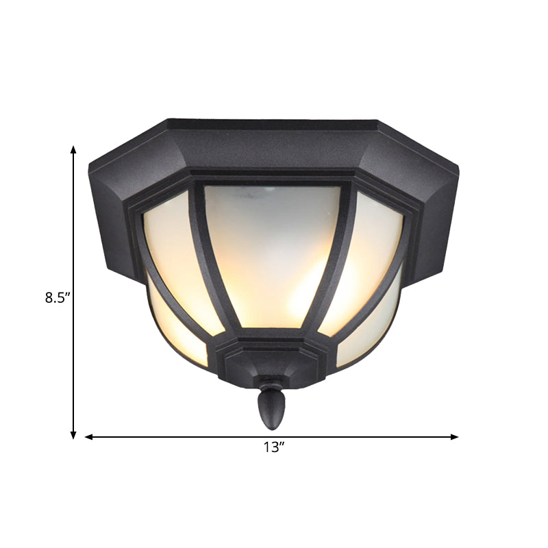 2 Bulb Octagon Flush Mount Lighting Classic Black Finish Frosted Glass Ceiling Light Fixture Clearhalo 'Ceiling Lights' 'Close To Ceiling Lights' 'Close to ceiling' 'Flush mount' Lighting' 819505