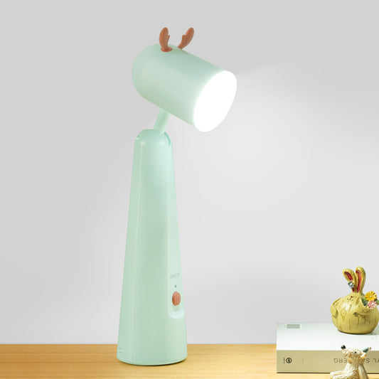 Kids Antler Adjustable Desk Lamp Plastic Bedroom LED Reading Book Light in White/Green Green Clearhalo 'Lamps' 'Table Lamps' Lighting' 819528