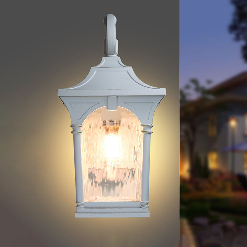 White Single Bulb Sconce Light Rustic Clear Water Glass Lantern Wall Lighting Fixture for Outdoor White Clearhalo 'Wall Lamps & Sconces' 'Wall Lights' Lighting' 819822