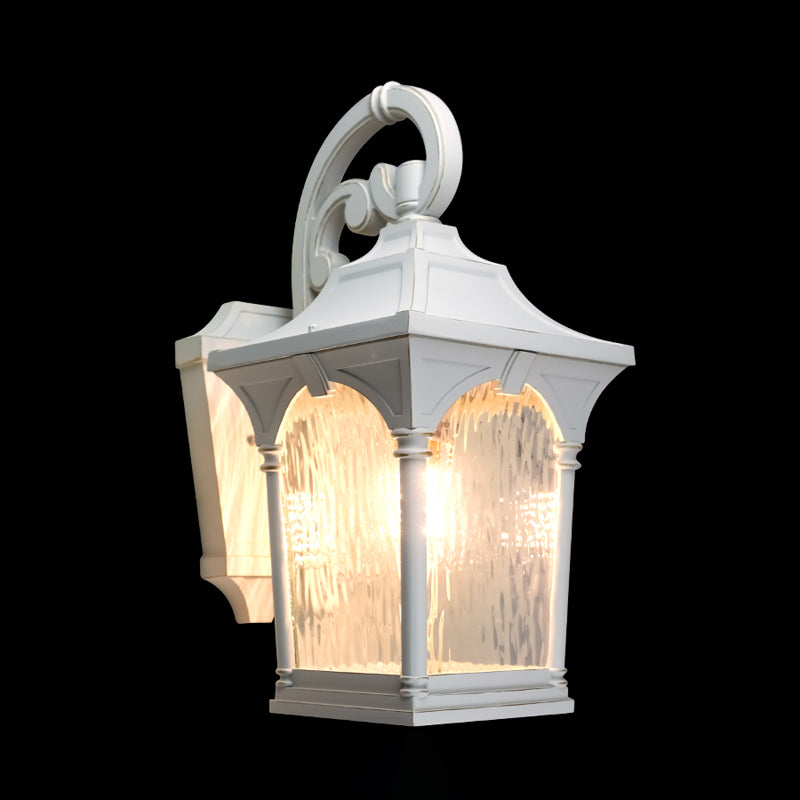 White Single Bulb Sconce Light Rustic Clear Water Glass Lantern Wall Lighting Fixture for Outdoor Clearhalo 'Wall Lamps & Sconces' 'Wall Lights' Lighting' 819824