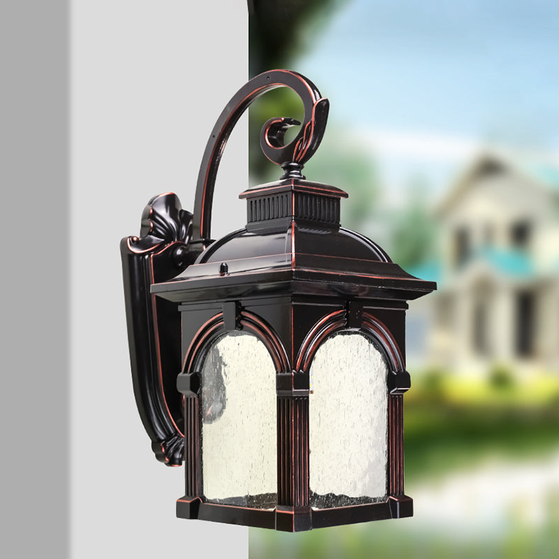 Coffee Birdcage Sconce Light Fixture Rural Clear Bubble Glass Single Head Outdoor Wall Lighting Coffee Clearhalo 'Wall Lamps & Sconces' 'Wall Lights' Lighting' 819826