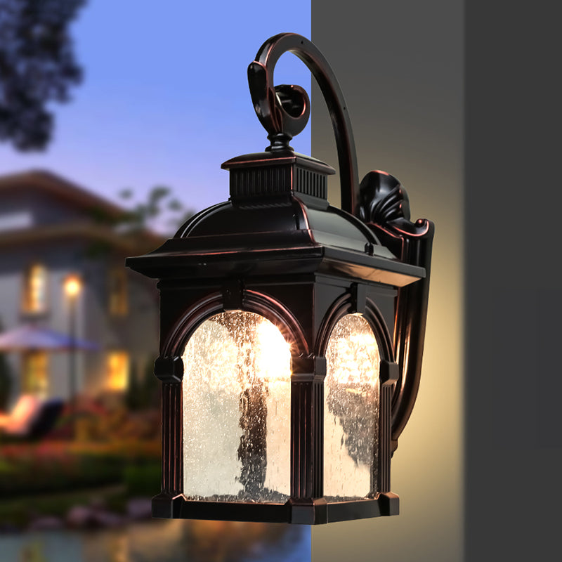 Coffee Birdcage Sconce Light Fixture Rural Clear Bubble Glass Single Head Outdoor Wall Lighting Clearhalo 'Wall Lamps & Sconces' 'Wall Lights' Lighting' 819827