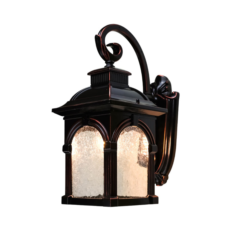 Coffee Birdcage Sconce Light Fixture Rural Clear Bubble Glass Single Head Outdoor Wall Lighting Clearhalo 'Wall Lamps & Sconces' 'Wall Lights' Lighting' 819828